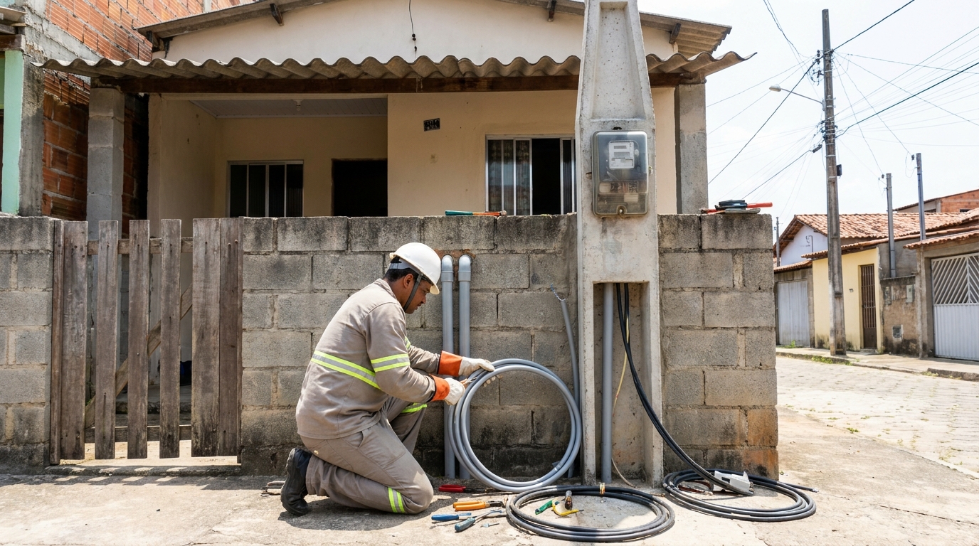 Instalação de Poste Padrão no Parque Atalaia, Cuiabá‑MT