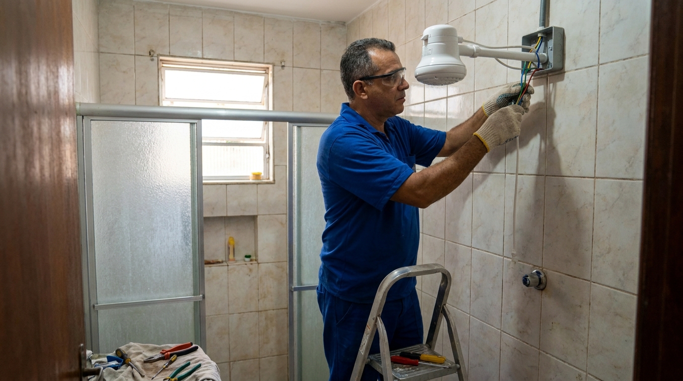 Substituição de Chuveiro Antigo no Residencial Altos do Cerrado, Cuiabá‑MT